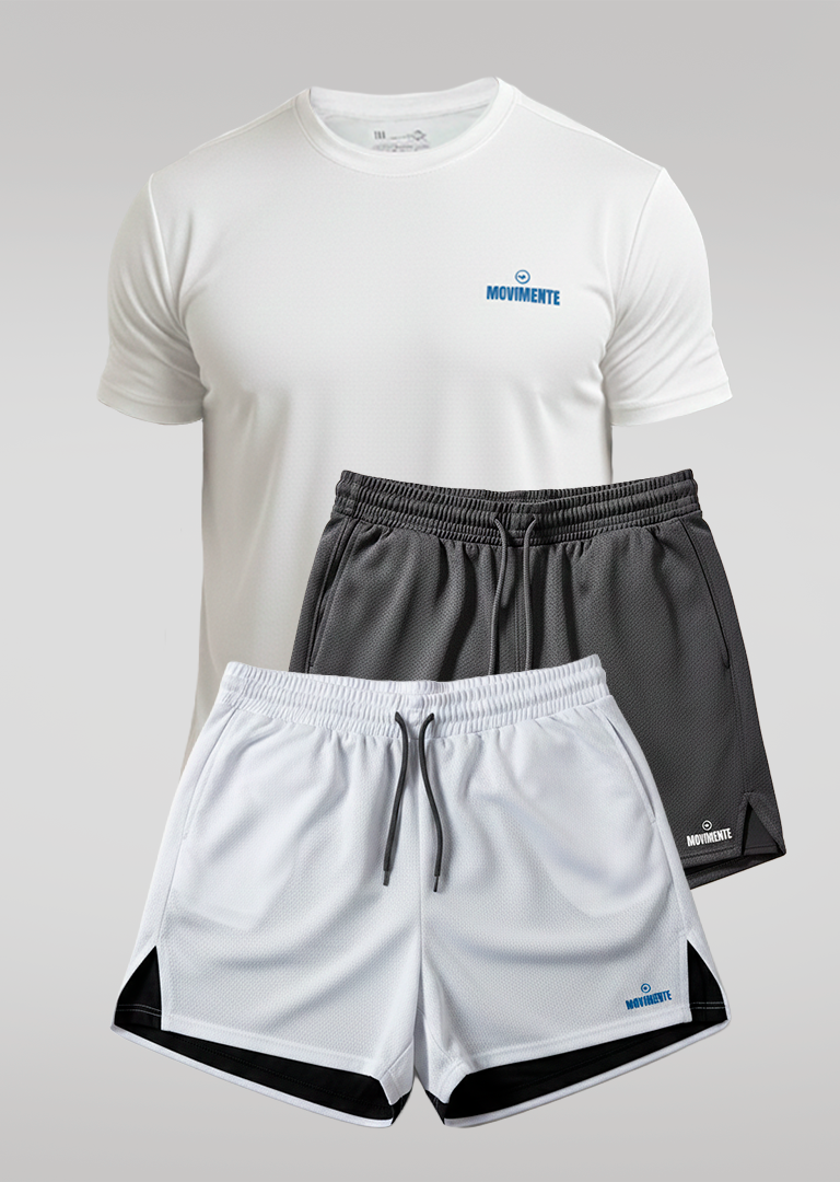 Kit Marcha Forte - 1 Camiseta e 2 Shorts 2 em 1