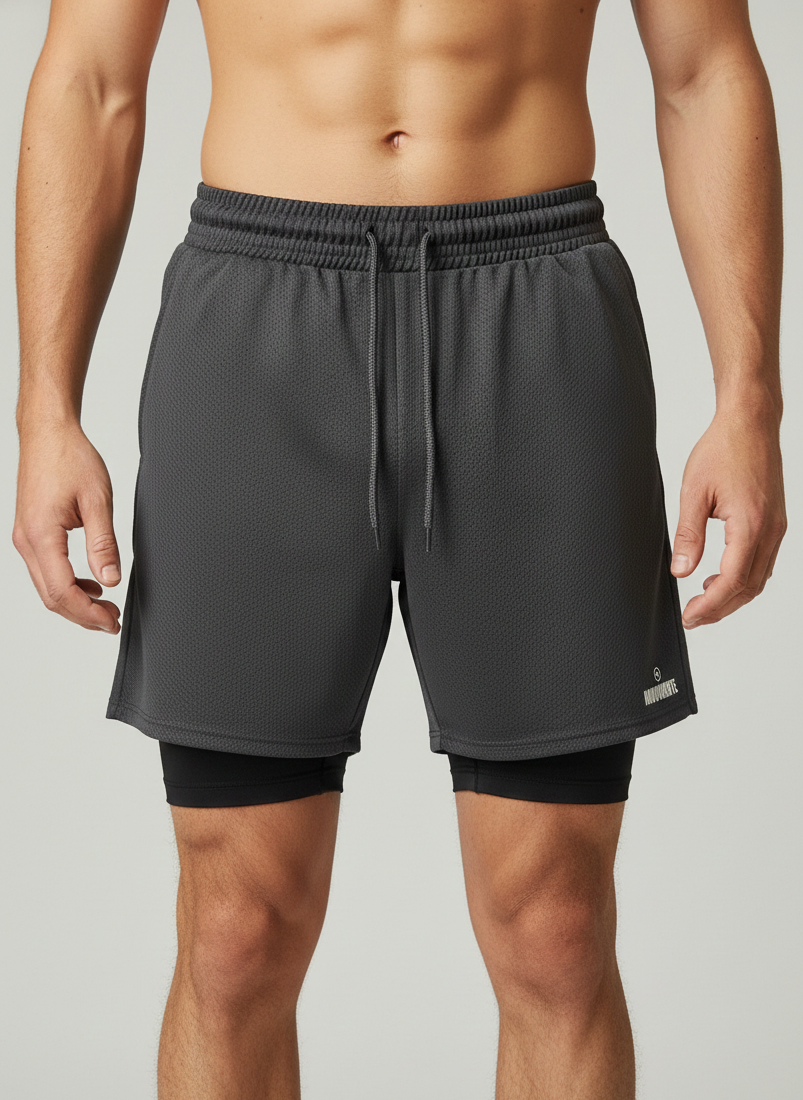 Short Dry Fit 2 em 1 Move Cinza